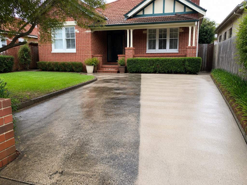 Driveway cleaning before and after Gordon